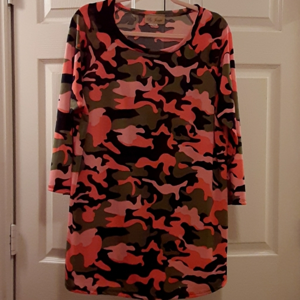 Bright orange camouflage top
